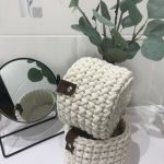 Koszyk 15x12cm,kosz do przechowywania,z paskiem skórzanym - 
