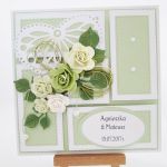Kartka MŁODEJ PARZE z zielonymi różami #1 - Zielono-biała Pamiątka Ślubu