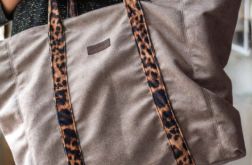 Beżowa duża torba na zakupy z weluru