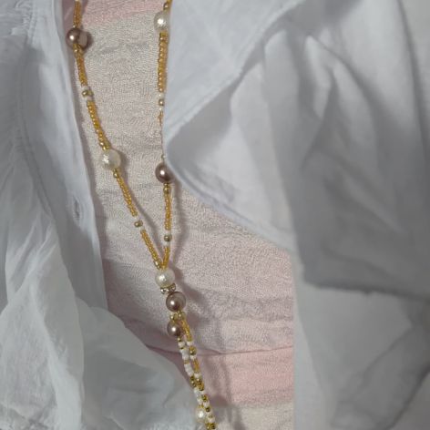 Naszyjnik Perły Szklane Długie