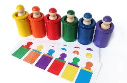 Układanka lewopółkulowa drewniana ludziki, sorter kolorów Montessori