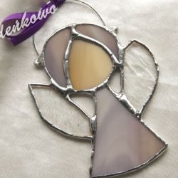 Aniołek fioletowy- technika Tiffany'ego