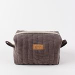 Lniana kosmetyczka box z kwiatową podszewką - lniana kosmetyczka w podróż