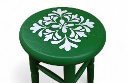 zielony taboret lite drewno handmade mandala