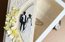 076,Kartka w pudełku na ślub z torebką-Młoda Para