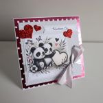 Kartka na Walentynki misie panda - Kartka na Walentynki misie panda
