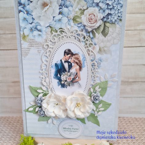 Ślubna kartka "Hortensje i róże"