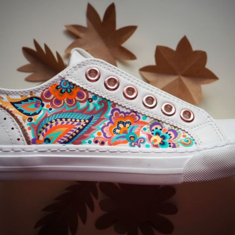 Ręcznie malowane trampki PAISLEY turkus