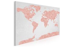 Obraz na płótnie - mapa świata geometryczna trójkąty różowy - 120x80 cm (50302)