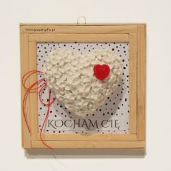 Walentynki Serce z gipsu w ramce dla kochanej osoby - czerwone serce kwiaty