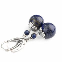 Kolczyki Lapis Lazuli srebro 925 oksydowane