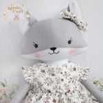 Lisek Pola przytulanka sukieneczka beż-bordo - 