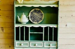 Ręcznie stylizowana półka rustykalna z szufladkami