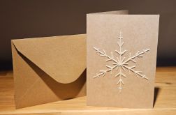Kartka świąteczna - haftowana - śnieżynka ecru