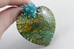 Agat smoczy jadeit i srebro - wisior