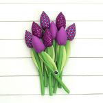 TULIPANY, ciemno fioletowy bawełniany bukiet - bawełniane, miękkie ciemno fioletowe tulipany