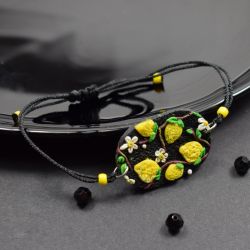 Bransoletka z motywem cytryn - ręcznie robiona biżuteria na lato