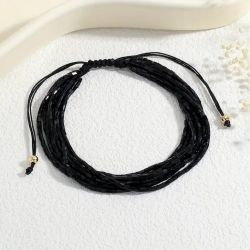 Bransoletka BOHO glamur z koralików czarna wielorzędowa