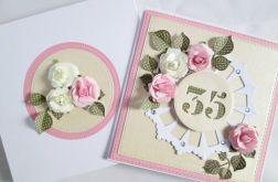 Kartka URODZINOWA kremowo-różowa