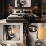 Abstrakcja Kobieta MIEDZIANA ręcznie malowany obraz XXL 100x100 - 