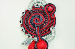 duży wisior sutasz czerwień srebro