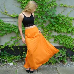 spódnica z kieszenią, pomarańczowa