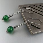 Długie srebrne kolczyki, zielony onyks - kolczyki ze srebra z onyksem zielonym