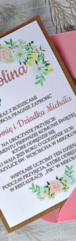 Zaproszenie komunijne - Wiosenne Kwiaty 3