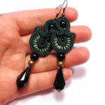 ciemna zieleń morska - kolczyki - 