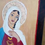 Ikona na desce - Najświętsze Serce Maryi  - widok boczny
