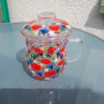 Kubek z zaparzaczem maki i chabry ręcznie malowany 370 ml. - ręcznie malowany