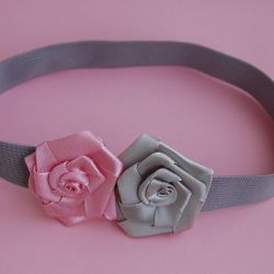 Opaska niemowlęca "Róż z szarym"