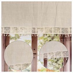 Zazdrostka Firanka Koronkowa Boho z Lnu do Kuchni Stylowa SHABBY 130/45cm