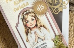 227,Kartka na komunię w pudełku dla dziewczynki