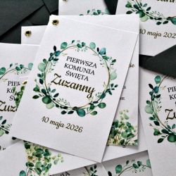 Zaproszenie na I Komunię Świętą - Eukaliptus