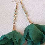 Ciemnozielone szyfonowe kolczyki - Ciemnozielone szyfonowe kolczyki