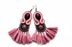 Purple kolczyki sutaszowe z frędzlami