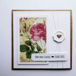 Rustykalna kartka ślubna z różą z życzeniami - Rustykalna kartka ślubna z różą