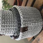 Koszyk 17x14cm,kosz do przechowywania,z paskiem skórzanym. - 