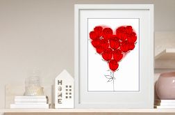 Grafika Różane Serce, na Walentynki i nie tylko