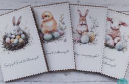 Zestaw 4 kartek wielkanocnych z życzeniami "Pastelowy”