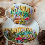 Ręcznie malowany komplet leśne wiewiórki 200 ml.  - Ręcznie malowane