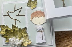 141,kartka w pudełku na komunię dla chłopca z torebką