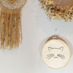 Kot - haftowany obraz, tamborek - haft