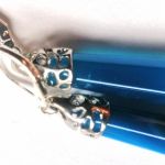 Niebieskie agaty i srebro, długie, wiszące kolczyki - 