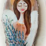 Ręcznie malowany anioł z wrzosami - anioł