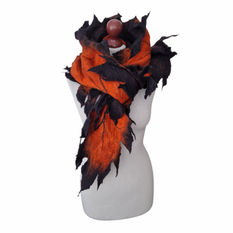 SZAL DAMSKI WEŁNIANY DŁUGI LIŚĆ