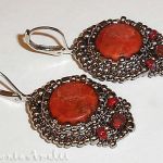 koral czerwony w ciemnym srebrze beading - 