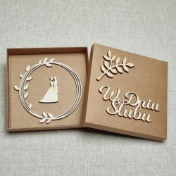 Kartka ślubna - drewniane dekoracje, pudełko - GW1MP4