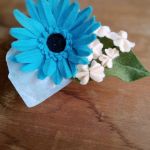 Gerbera - kwiat z filcu - niebieski - 